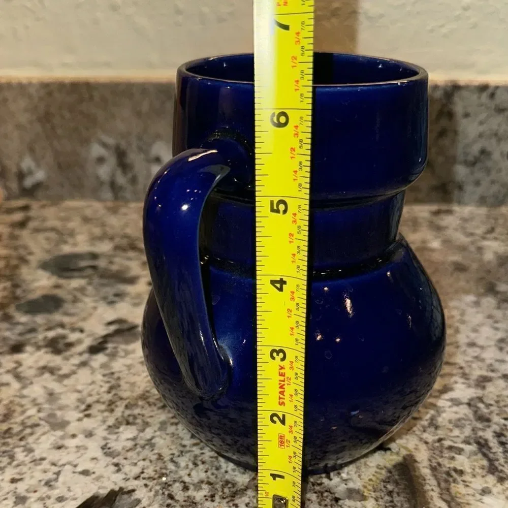 Blue ceramic pitcher/jug/vase cobalt blue